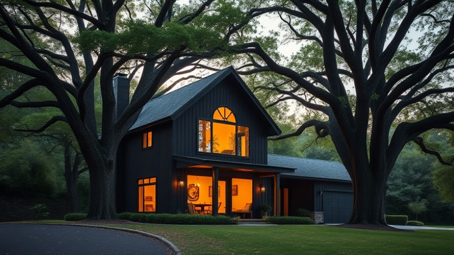 Modern house amid lush trees in Austin lifestyle setting.