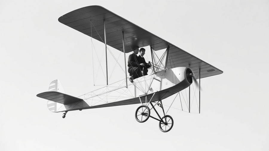 Wright Brothers' biplane showcasing early aviation innovation.