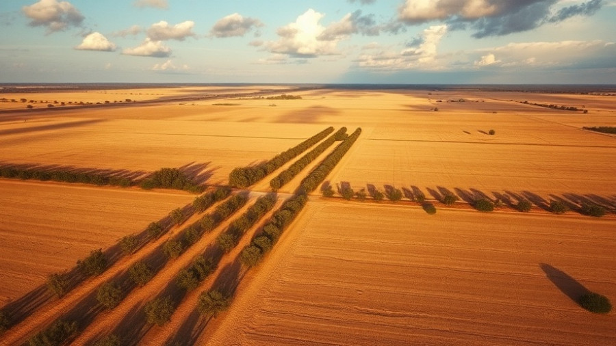 Aerial view of farmland highlighting the Texas water crisis