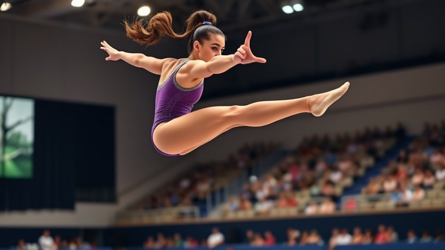 US women's gymnastics team member performing a floor routine.