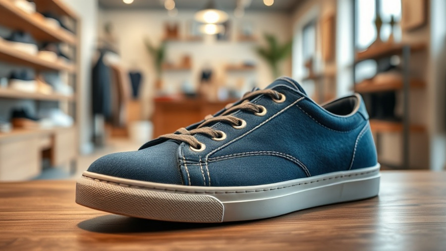 Denim sneaker in a modern boutique setting, Houston business news