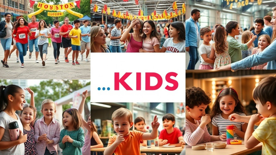 Houston family events collage showcasing various activities for kids.