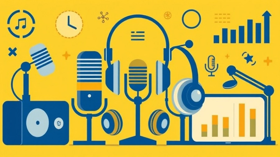 AI in healthcare: podcast and broadcasting art showcasing modern trends.