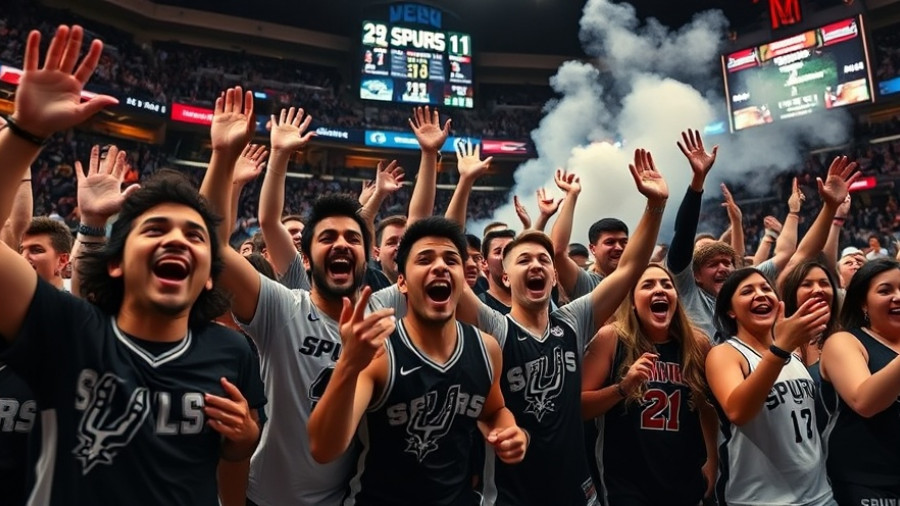 Spurs fans celebrating inside Victor Wembanyama's fan section.