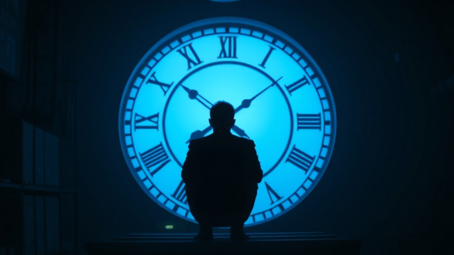 Silhouette against blue clock symbolizing daylight saving time permanent.