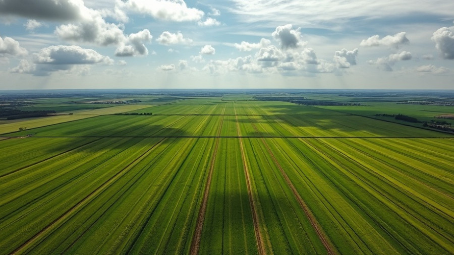 Aerial view of expansive green fields related to Texas water treaty Mexico.