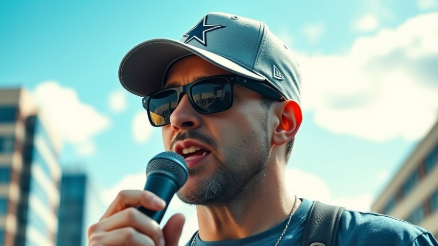 Dallas Cowboys fan chatting outdoors, sunny day