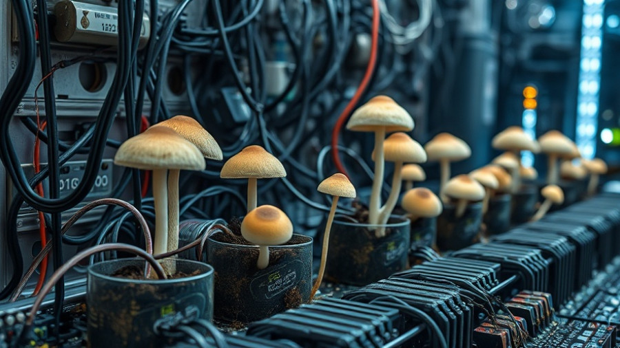 Innovative living computers powered by mushrooms setup in laboratory.