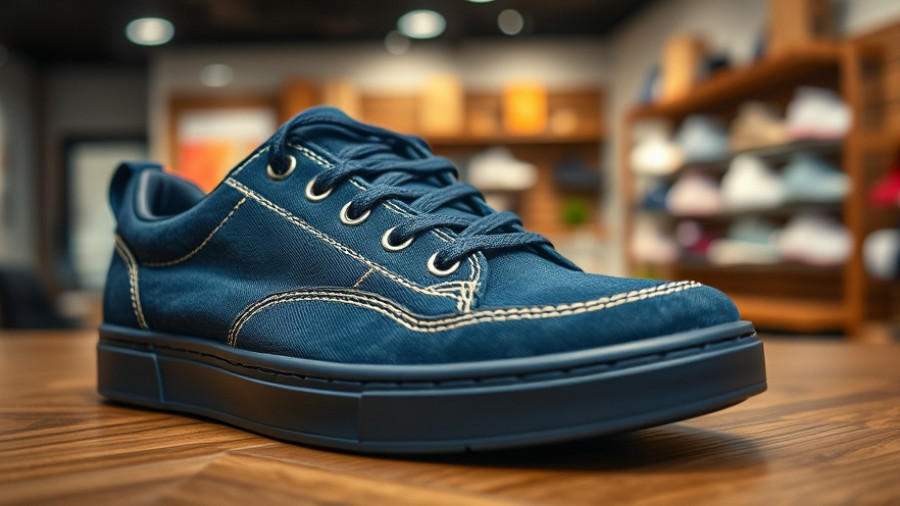 Stylish dark blue denim sneakers at a Houston thrift store