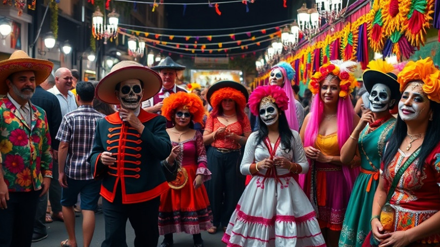 Día de los Muertos events in Houston with vibrant costumes and festivities.