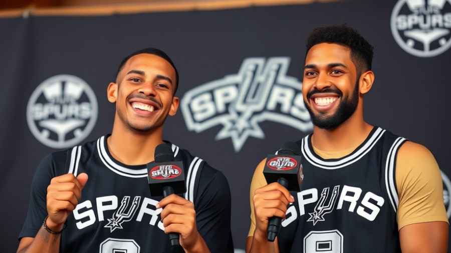 Victor Wembanyama and Keldon Johnson at press conference celebrating team win.