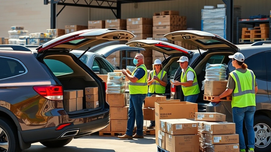 Volunteers assisting at San Antonio Food Bank efforts loading cars
