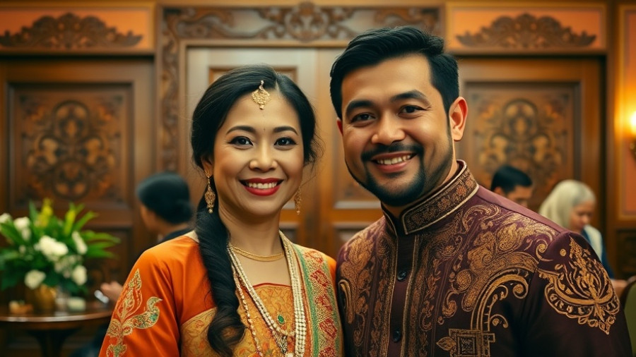 Elegant event at Fonda San Miguel cookbook signing, smiling couple.