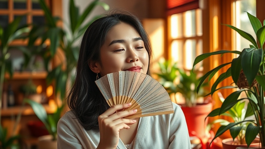 Woman cooling herself with a fan, contemplating non-hormonal menopause drugs.