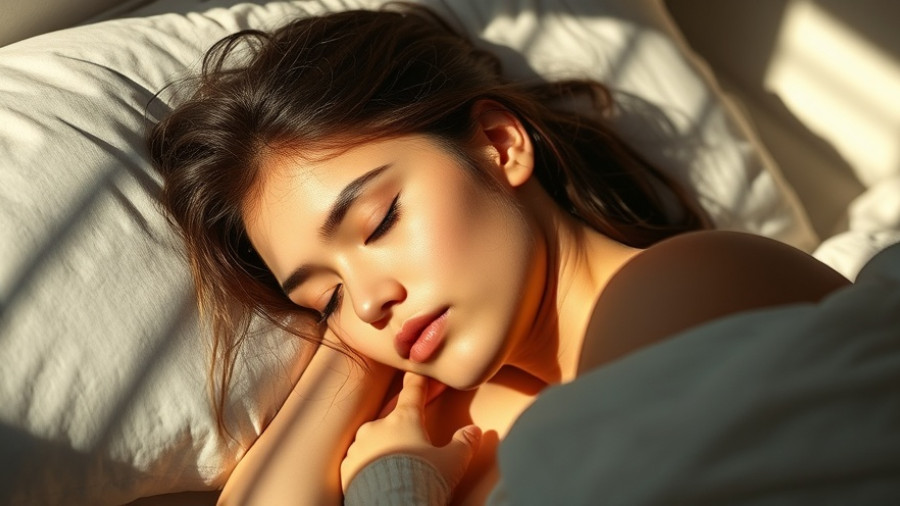 Serene young woman sleeping in soft sunlight, health and wellness tips for sleep.