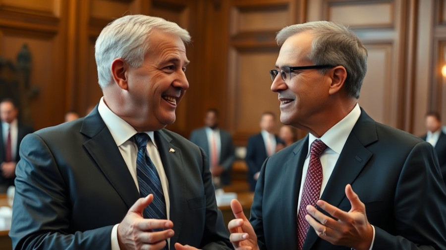 Texas politics news: men in suits in serious discussion.