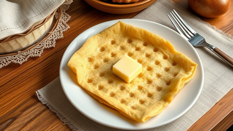 Norwegian lefse with butter on a white plate showcasing a lefse recipe.