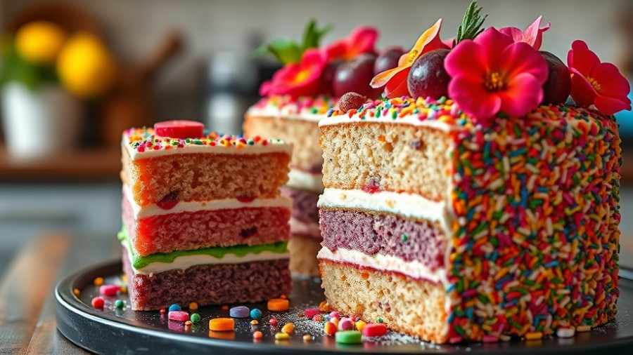 Colorful cake slices with sprinkles at San Antonio cake swap