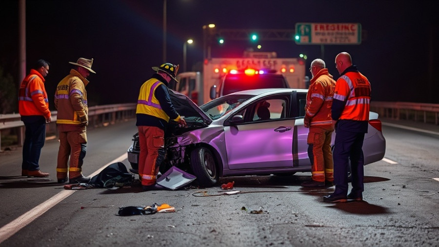 Wrong-way driver Houston accident scene with emergency responders.