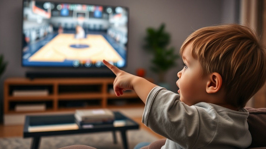 Jalen Brunson's biggest fan captivated by a basketball game on TV.