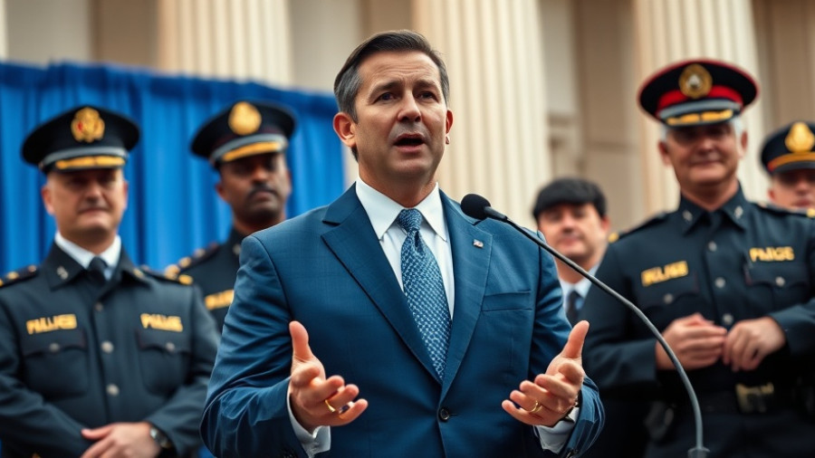 Federal prosecutor delivers speech with officials, illustrating disqualification.