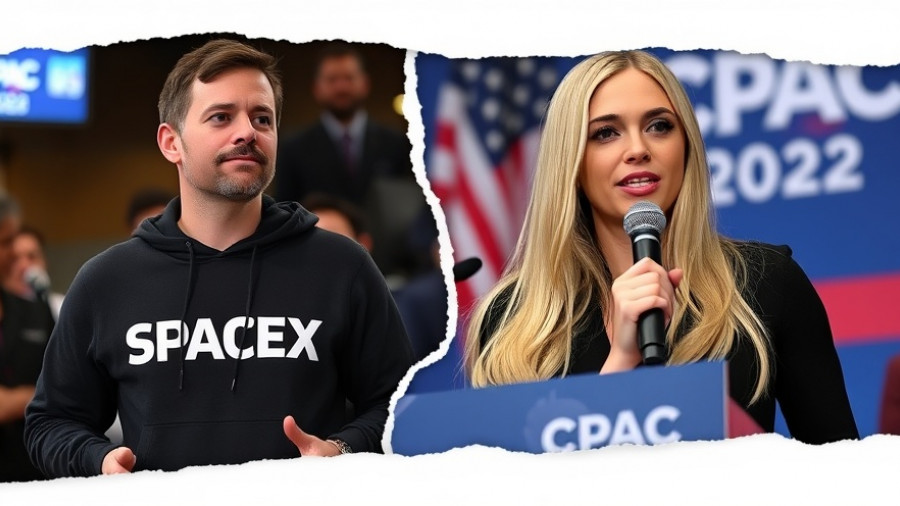 Composite image of a man in 'SPACEX' hoodie and young woman speaking at CPAC 2022.