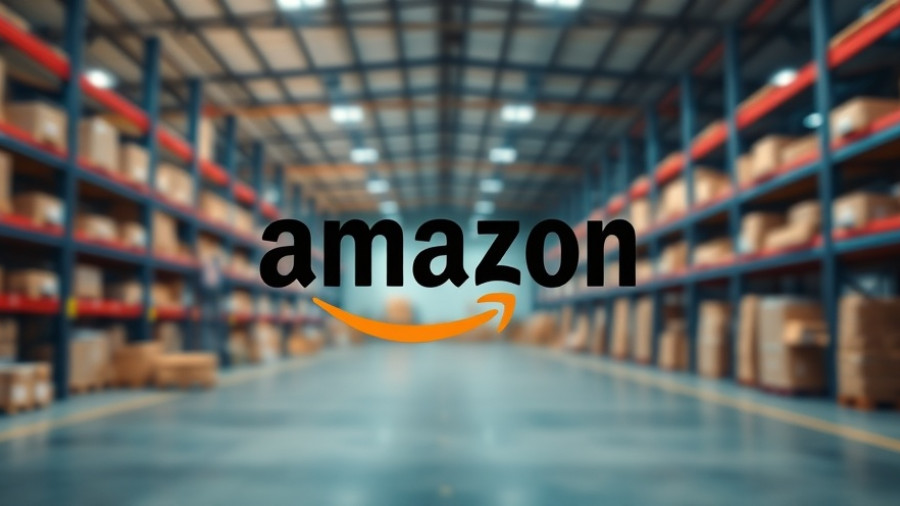 Amazon.com Stock Changes logo with warehouse background.