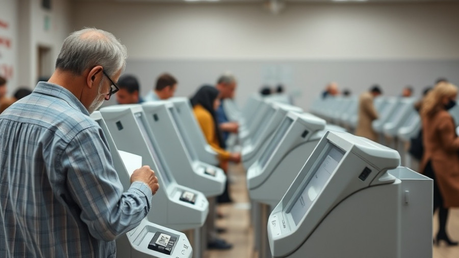 Voter using electronic voting machine for Texas elections 2025