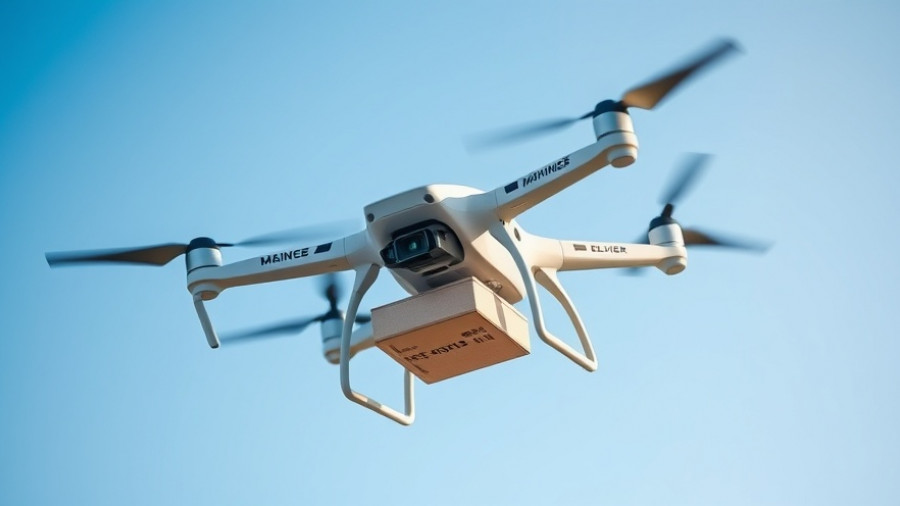 Innovative Dallas drone delivery service in action against clear sky.