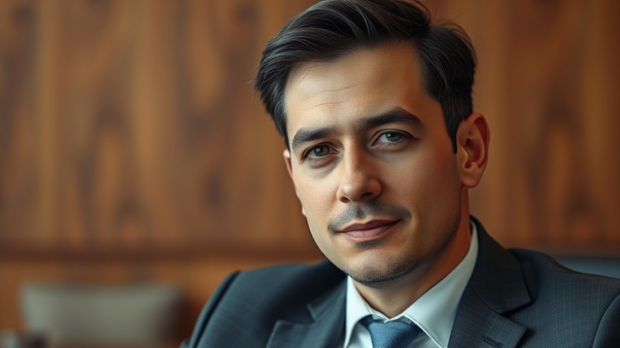 Professional man seated calmly in indoor setting