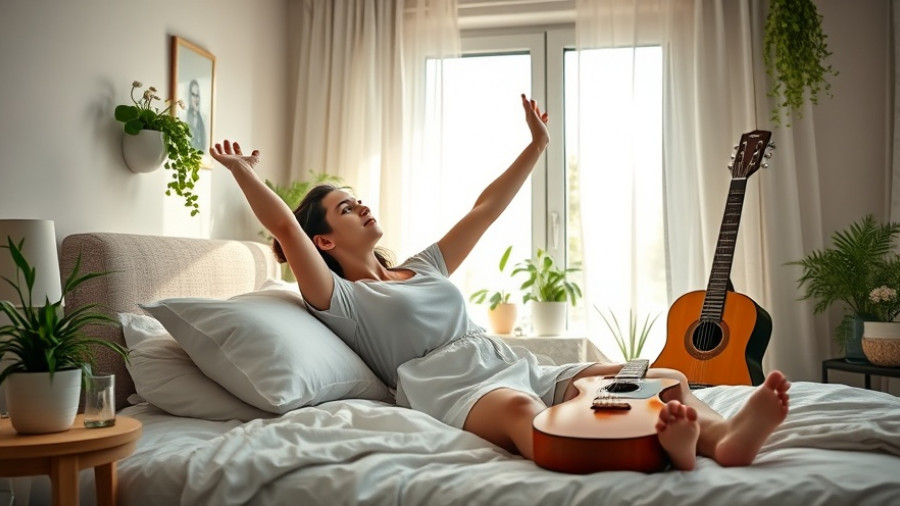 Woman stretching in bed, illustrating tips for a good night's sleep.