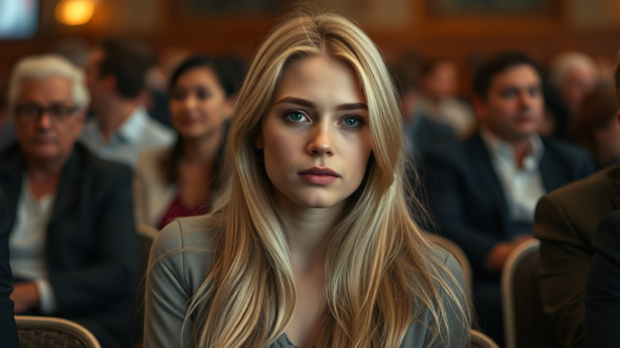 Calm young woman in crowd, related to postpartum anxiety treatment.