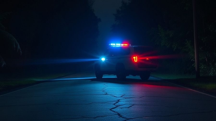 Channelview pedestrian safety highlighted by police vehicle ensuring road safety at night.