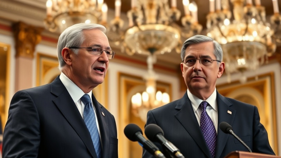 Politicians discuss U.S. government news at a press conference.
