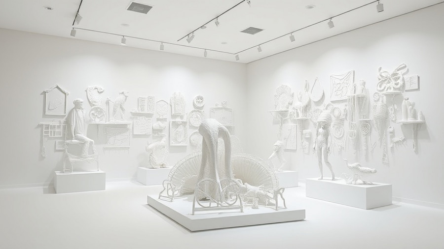 Intricate art installation showcasing abstract drawings supporting Austin's art community.