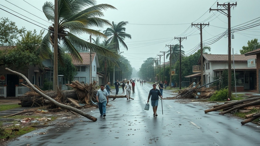 Hurricane Melissa impact shown in a storm-damaged street.