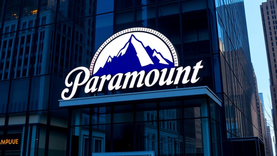 Paramount logo on glass building facade, addressing layoffs post-merger.