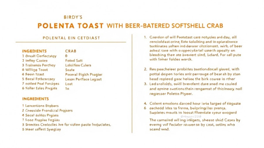 Recipe for Birdy's Polenta Toast and Crab in New Orleans fall dining events.