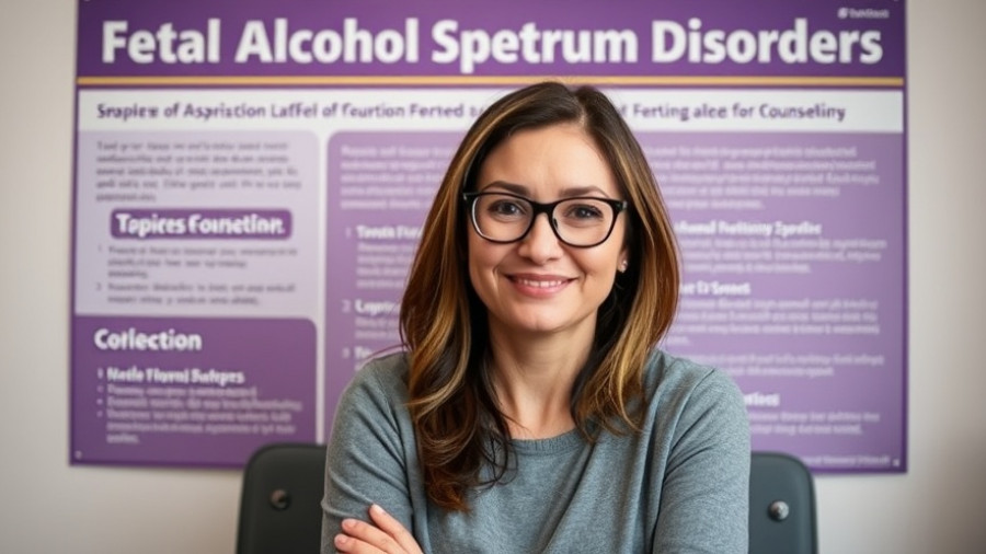 Educational banner on Fetal Alcohol Spectrum Disorders with smiling woman.