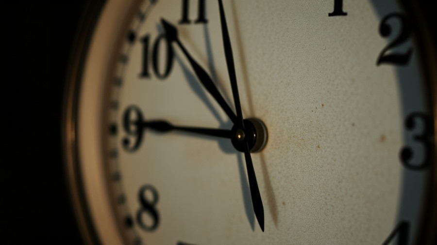 Close-up of clock highlighting time change for daylight saving.