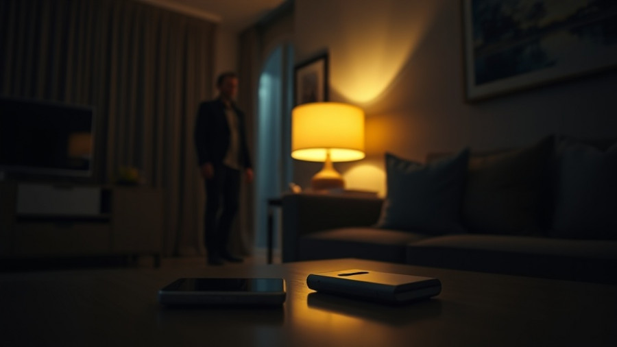 Holiday home security risks depicted with intruder in dim room.