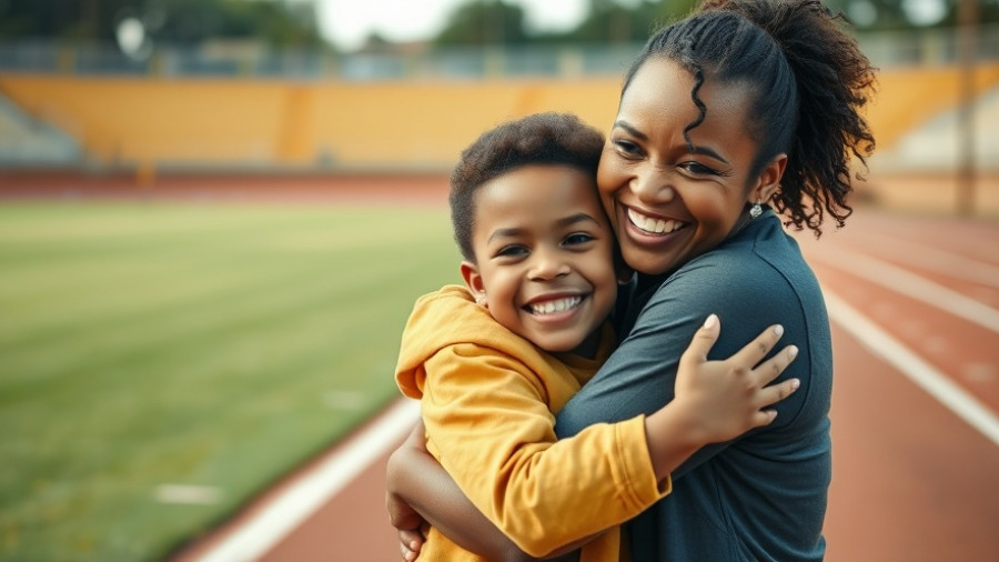 Toyota Everyday Heroes: Smiling woman and child on track.