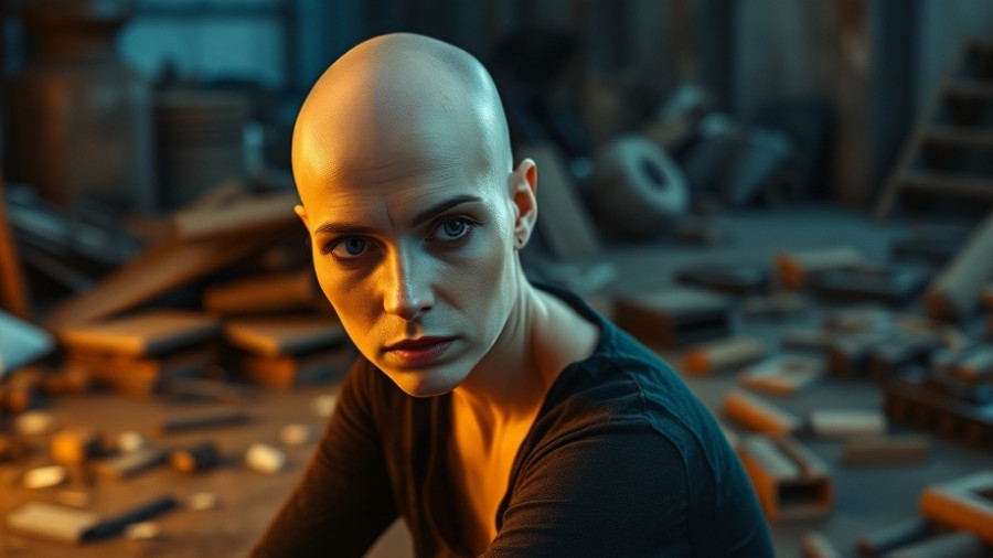 Mysterious scene from conspiracy theory film Bugonia, intense lighting.