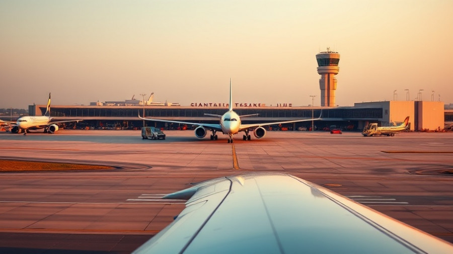 Airport runway scene highlighting air traffic controller shortage.