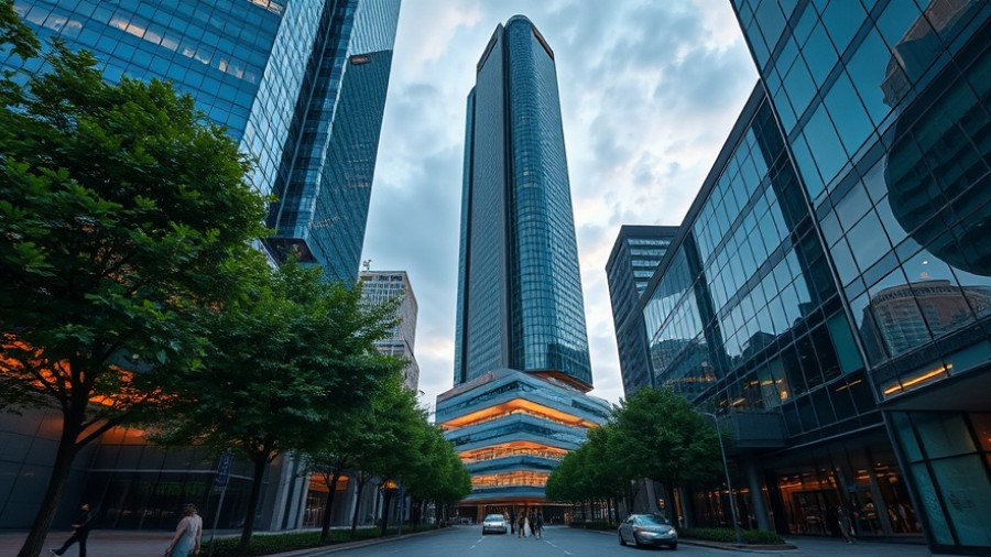Modern skyscraper in Uptown Houston, architectural highlight at dusk.