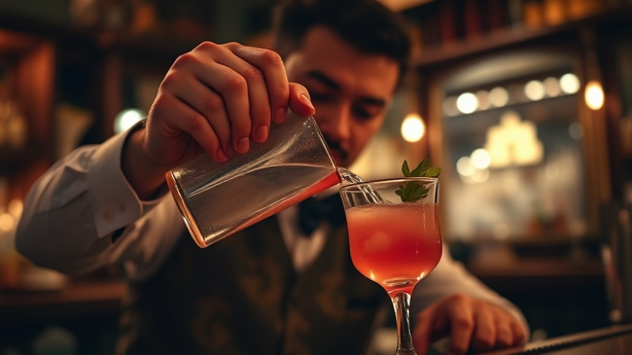 Bartender preparing cocktail during San Antonio late-night happy hours.