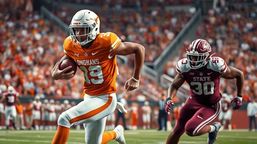 Texas Longhorns vs. Mississippi State Bulldogs intense football action.