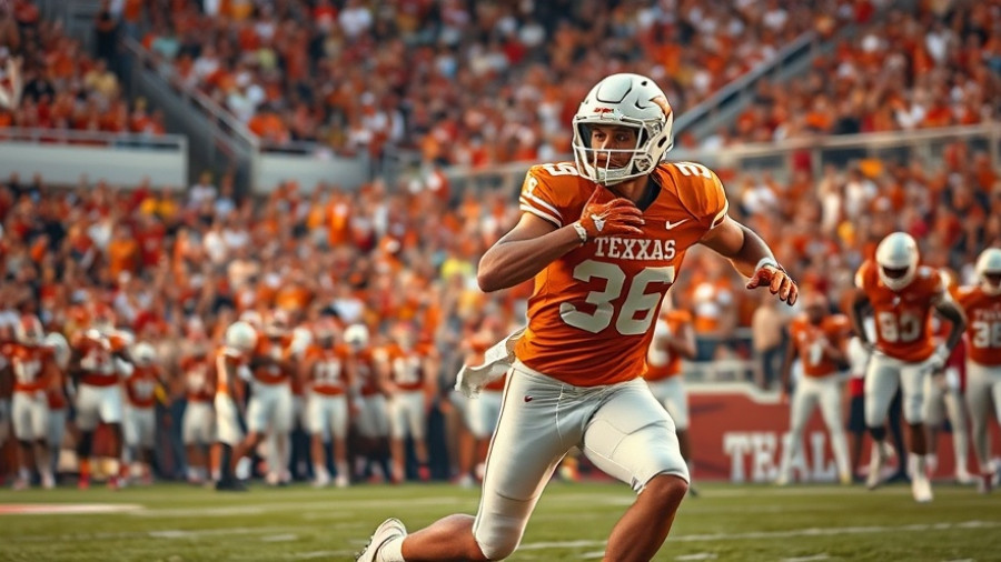 Texas Longhorns player in action during overtime, football triumph.