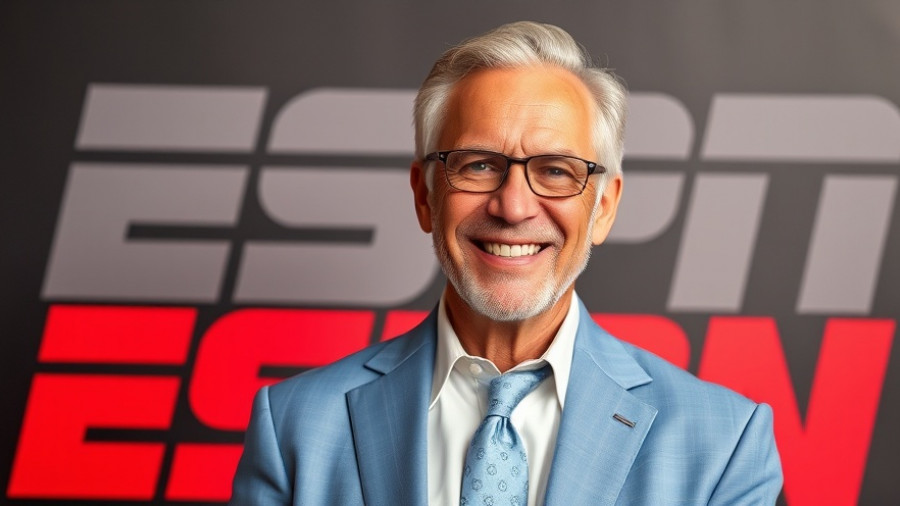 NFL news: Older man in blue suit smiling with ESPN background.