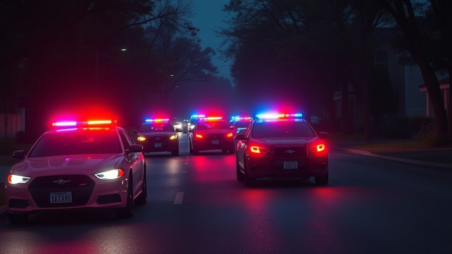 Police cars with flashing lights responding to incident in North Houston.